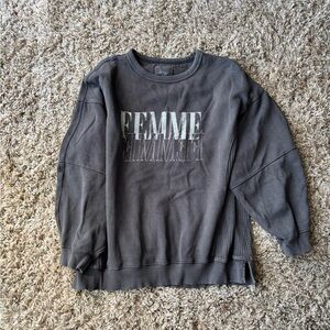 aerie FEMME Crewneck Sweatshirt - Charcoal